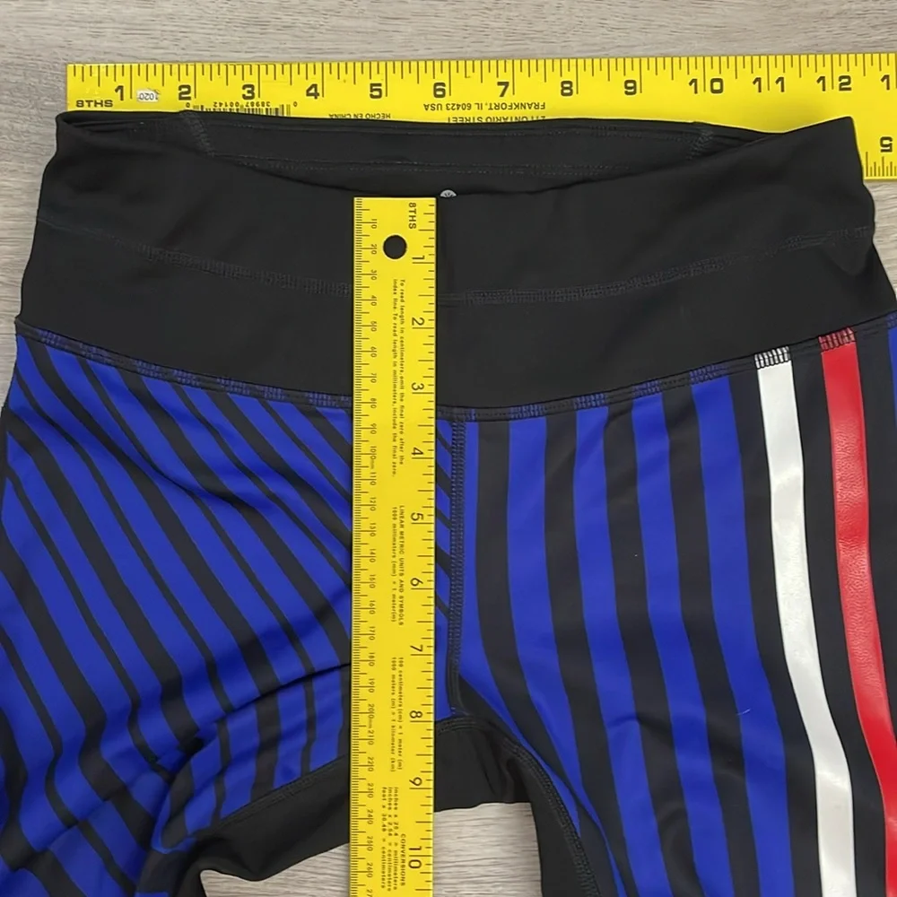 Athleta Black with Red, White & Blue Stripes Cropped Leggings Size XS